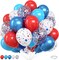 12-inch red, white, and blue balloons featuring star prints and confetti—perfect for birthdays, Independence Day, patriotic celebrations, anniversaries, and 4th of July decorations.